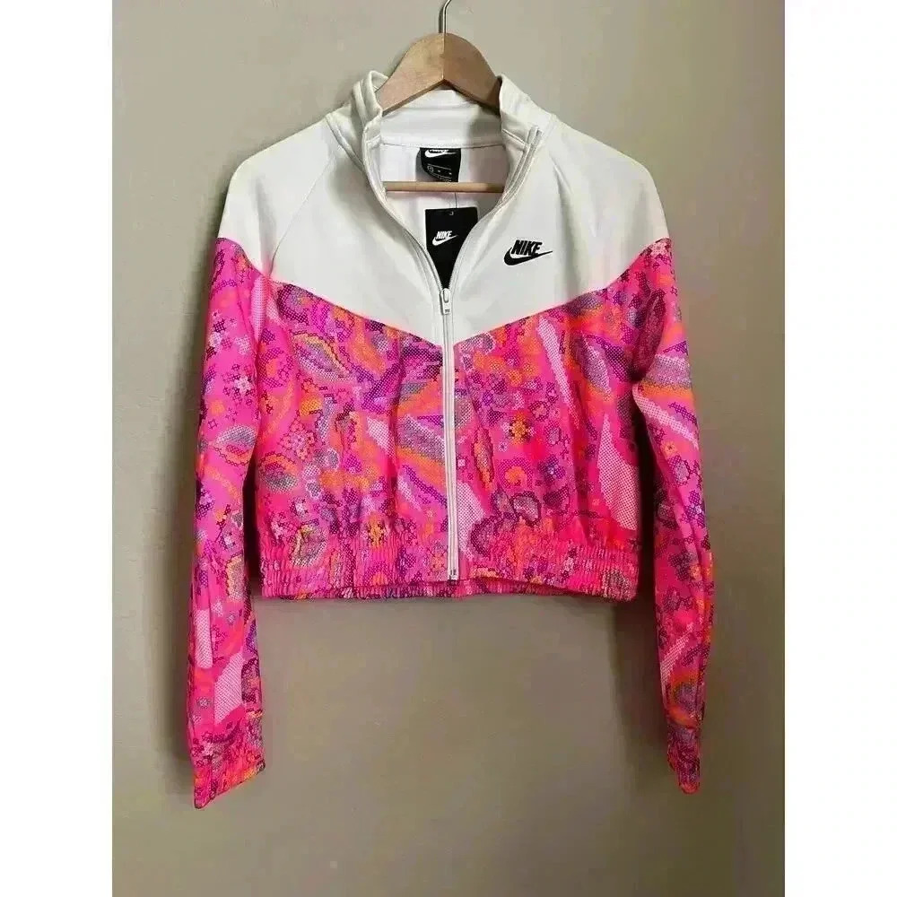 Nike‎ Sportswear Pink Floral Printed Jacket Size Medium